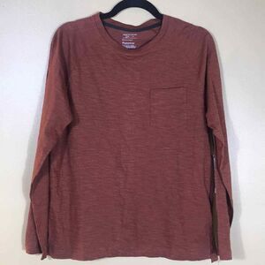 Paper Denim‎ & Cloth Shirt Mens Small Amber Orange The Core Long Sleeve Tee